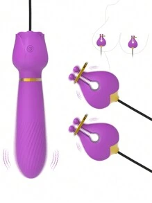 Pinza para pezón con flor, estimulador clitorial vibrador, dilatador vaginal, juguetes sexuales para mujeres, estimulador del punto G y clítoris, tapón anal, bienestar sexual, vibrador (Mayores de 18 años)