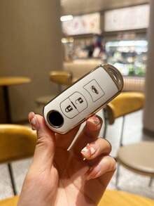 1pc Gold-rimmed White Tpu Car Key Protective Case With 3 Buttons, Suitable For Cars - Multicolor - View 8