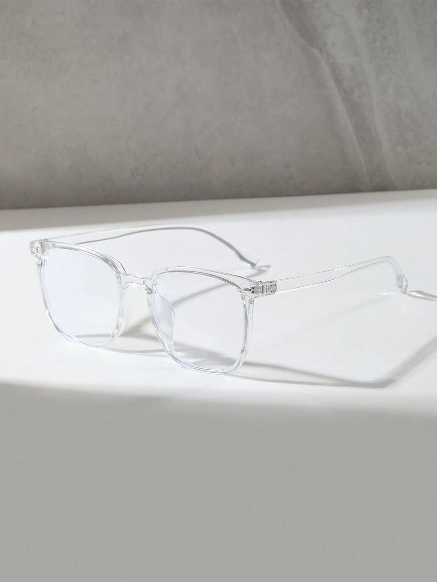 1 件装方形框架铆钉金属铰链透明眼镜适合日常使用透明眼镜配件 - 無色 - 查看 1