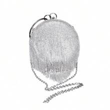 流蘇女士晚餐包球形設計鑽石日間手拿包水鑽婚禮包