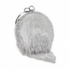 流蘇女士晚餐包球形設計鑽石日間手拿包水鑽婚禮包