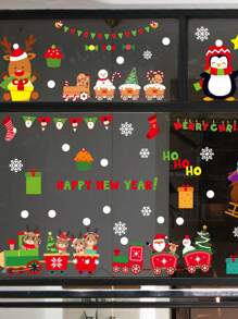 9入組聖誕節玻璃門和窗戶裝飾貼紙,購物中心專用,電靜電貼紙,適用於場景裝飾 - 彩色 - 查看 4