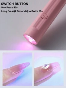 可攜式手持迷你光療美甲燈,適用於所有凝膠指甲油,快速充電usb美甲乾燥機,uv Led美甲燈閃光筆 - 粉色 - 查看 3