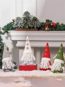 1pc Nordic Style Christmas Decoration Doll Toy For Window Display - Army Green - View 3