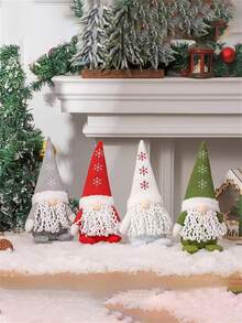 1pc Nordic Style Christmas Decoration Doll Toy For Window Display - Army Green - View 4