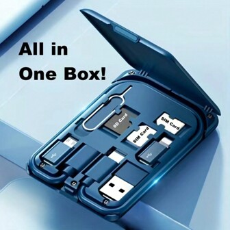 1個6合1數據線收納盒,15w無線充電器,手機支架,卡片收納盒,彈出針,多種連接器,6in1共兼容iphone 12/13/14 Pro Max和qi啟用手機 - 是男女、朋友、生日等完美禮物!