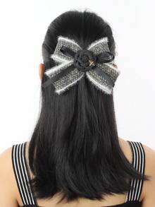 1 件装绒布发夹大号蓬松毛绒发爪夹冬季发夹复古优雅发爪夹