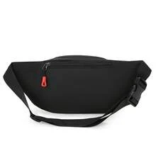 新款時尚大容量男士斜背包,防水運動胸包,休閒騎行包,旅行時尚單肩袋,腰包黑色包裝用品禮物適用於丈夫男士禮物父親節禮物情人節禮物禮物給男士 - 黑色 - 查看 7