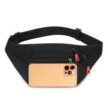 新款時尚大容量男士斜背包,防水運動胸包,休閒騎行包,旅行時尚單肩袋,腰包黑色包裝用品禮物適用於丈夫男士禮物父親節禮物情人節禮物禮物給男士 - 黑色 - 查看 2