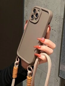 棕色 1 件手工编织长绳手机壳，带挂孔和 360 度保护，兼容 iPhone - 彩色 - 查看 3