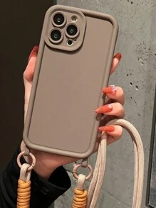棕色 1 件手工编织长绳手机壳，带挂孔和 360 度保护，兼容 iPhone - 彩色 - 查看 2