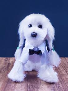 1件可愛又帥氣的寵物服裝格子背帶褲、襯衫和外套 - 黑與白 - 查看 5