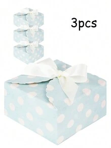 3Pcs Blue Small Gift Boxes Empty Gift Box with Ribbons Cute Decorative Box For Friends, Children, Birthday, Wedding, Party, Cookie, Chocolate, Candy - Green - View 2