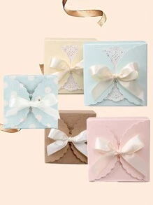 3Pcs Blue Small Gift Boxes Empty Gift Box with Ribbons Cute Decorative Box For Friends, Children, Birthday, Wedding, Party, Cookie, Chocolate, Candy - Green - View 1