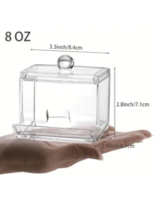 1 Pieza Contenedor Organizador De Dispensador De Soporte Para Hisopos, Contenedor De Almacenamiento De Baño Claro - Multicolor - Ver 2