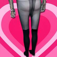 Medias pantimedias para mujer, negras con un mono moño, para mujer a la cintura. - Negro - Ver 7