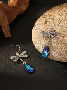 1對時尚創意復古波西米亞風格動物蜻蜓圓形耳環,適合女性日常佩戴