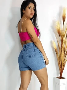 Women Denim Shorts - Rửa trung bình - Xem 2
