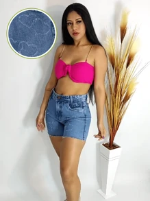 Women Denim Shorts - Rửa trung bình - Xem 1