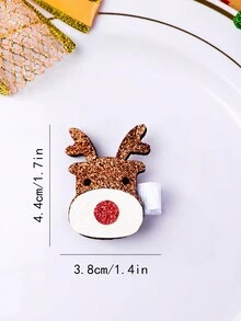 2 件裝聖誕派對閃閃發光馴鹿髮夾適合女嬰、聖誕節和派對裝飾髮飾