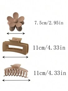 12pcs Women's Minimalist Style Plastic Hair Claw Clips With Flower, Square, And Dragon Claws Design In Black And Brown. Simple, Stylish, And Versatile Hair Accessory That Enhances Your Daily Outfit And Suitable For Daily Use, Showering, Face Cleansing, Make-Up, Hair Styling, And Outfit Matching. Casual, School Hair Accessories, Hair Jaw Clip, Hair Clutch Summer