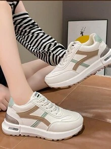 Của phụ nữ Giải trí Giày thể thao Với Dày Đế , Thoải mái , Thoáng khí , Nhẹ , Sành điệu Và Ấm áp , Trắng Tương phản Màu sắc - trắng - Xem 5