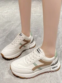 Của phụ nữ Giải trí Giày thể thao Với Dày Đế , Thoải mái , Thoáng khí , Nhẹ , Sành điệu Và Ấm áp , Trắng Tương phản Màu sắc - trắng - Xem 4