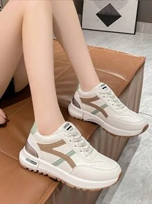 Của phụ nữ Giải trí Giày thể thao Với Dày Đế , Thoải mái , Thoáng khí , Nhẹ , Sành điệu Và Ấm áp , Trắng Tương phản Màu sắc - trắng - Xem 1