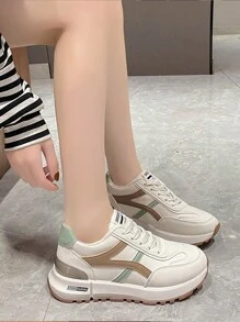 Của phụ nữ Giải trí Giày thể thao Với Dày Đế , Thoải mái , Thoáng khí , Nhẹ , Sành điệu Và Ấm áp , Trắng Tương phản Màu sắc - trắng - Xem 3