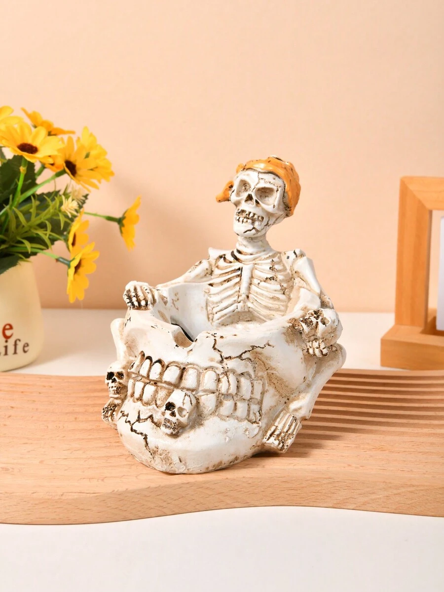 1 件装新款创意个性时尚烟灰缸潮流装饰复古家饰摆件礼物礼品骷髅烟灰缸