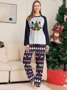 Christmas Cartoon Printed Women's Homewear 2pcs/Set - Multicolor - View 1