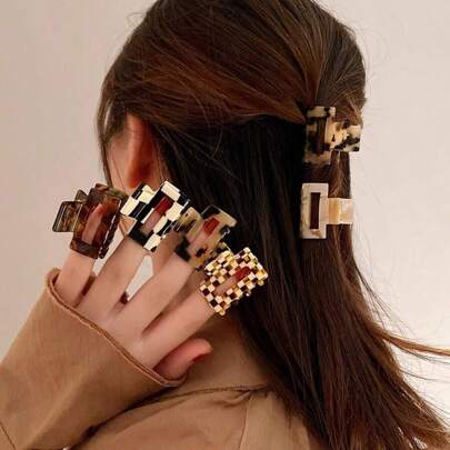 6pcs/Pack Leopard & Checkered Acetic Acid Delicate Small Hair Clips For Women To Pin Up Half Up Hair Accessories, For Women, Fall, Travel, Hair Tools, Accessories Women, Hair Stuff, Fall, Hair Accessories Women, Hair Tools, Hair Stuff, Stuff, Beauty Accessories, Gifts, Travel, Gifts For Women, Hair Stuff, Stocking Stuffers,Stocking Fillers,Stocking Stuffers For Women,Stocking Fillers Women, Stocking Stuffers For Adults,Stocking Fillers For Adult,Hair Stuff,Coming-Of-Age Hair Accessory, Hair Accessories,Gift Ideas For Women,Beauty Stocking Fillers, Gifts For Women Elegant Claw Clips