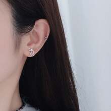 1pair Asymmetrical Pink Butterfly Earrings In Sterling Silver - Silver - View 1