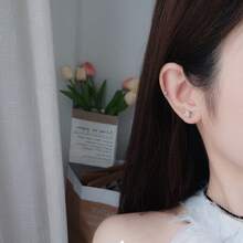 1pair Asymmetrical Pink Butterfly Earrings In Sterling Silver - Silver - View 6