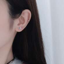 1pair Asymmetrical Pink Butterfly Earrings In Sterling Silver - Silver - View 5