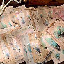 1pack/50pcs Light Vintage Botanical And Floral Printed Material Paper For Diy Scrapbooking And Note-taking - Multicolor - View 1