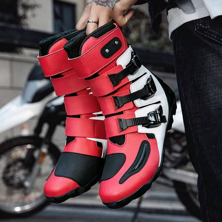 Faux leather motorcycle boots best sale