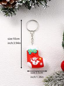 3pcs Cartoon Pvc Santa Claus Sock, Bell-shaped Keychains - Multicolor - View 4