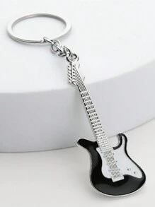 1 Piece Men's Alloy Guitar Personalized Keychain - Black - View 2