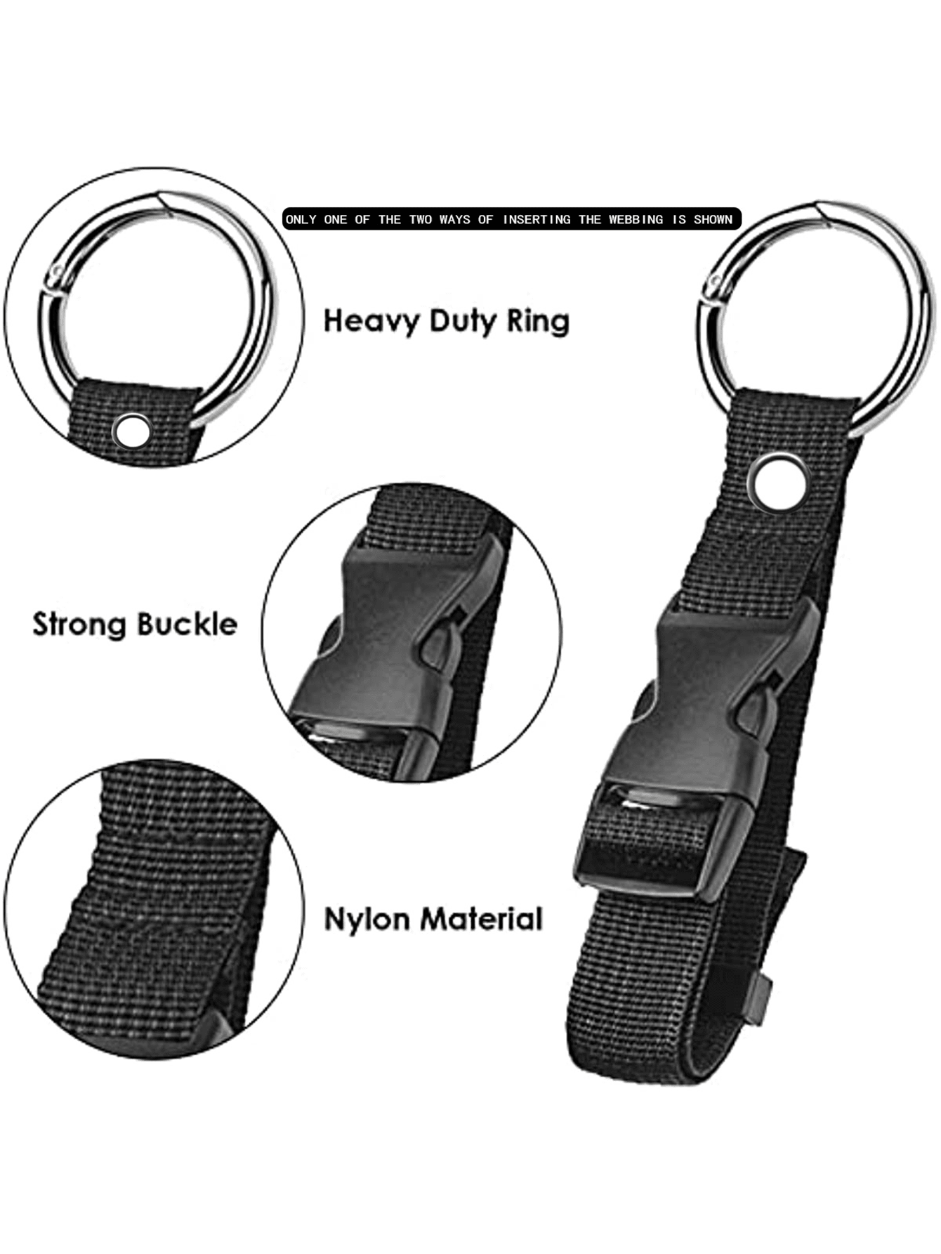 Release Buckle Design Luggage Strap Minimalist Black Luggage Strap