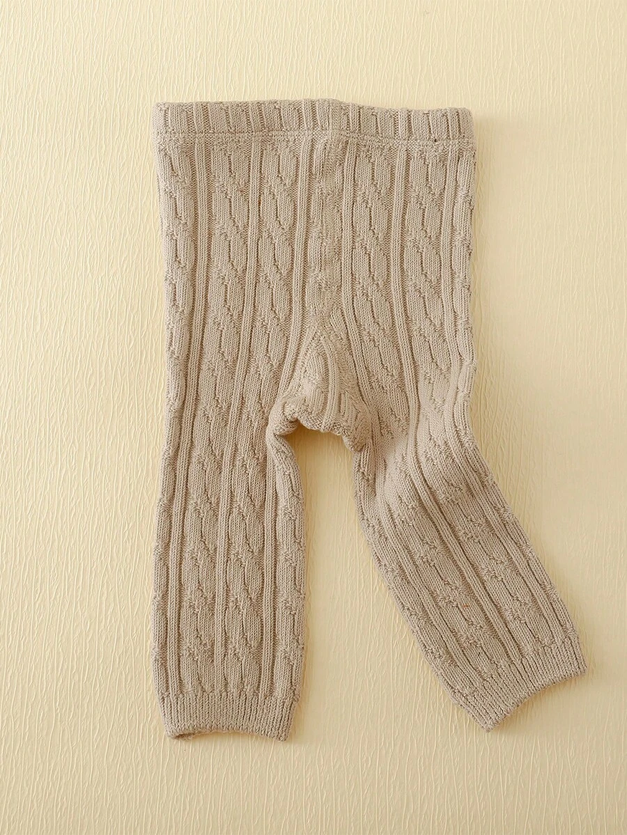 1pc Baby Knitted Woolen Warm Cropped Tights - Khaki - View 1