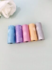 8 件黃色寵物爪印圖案垃圾袋用於清潔和衛生,便攜式狗便便袋,寵物用品