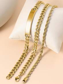 3入組時尚個性簡約男士不鏽鋼手鍊,時尚配件