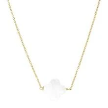 1pc Ladies' Fashionable Stainless Steel Chain Necklace With Shell Flower Pendant, Golden Valentines - White - View 2