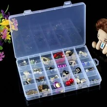 1pc Plastic Bead Storage And Jewelry Organizer Box With 24 Compartments - Clear - View 5