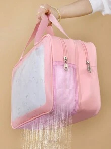 FUDEAM 1 Miếng Màu hồng Da giả Khô Và Ướt Tách biệt Trong sáng Túi giặt Có thể mang đi Không thấm nước Hai lớp Hộp đựng Túi du lịch vệ sinh Dung lượng lớn Đa chức năng PVC Lưu trữ Túi trang điểm Đối với Phòng tắm Có thể mang đi Khô Và Ướt Tách biệt Bơi lội Khỏe mạnh Cái túi Dành Cho Nam Và Nữ Túi vệ sinh Túi mỹ phẩm Cho du lịch Ký túc xá Trở lại Trường Hành lý - Hồng - Xem 5