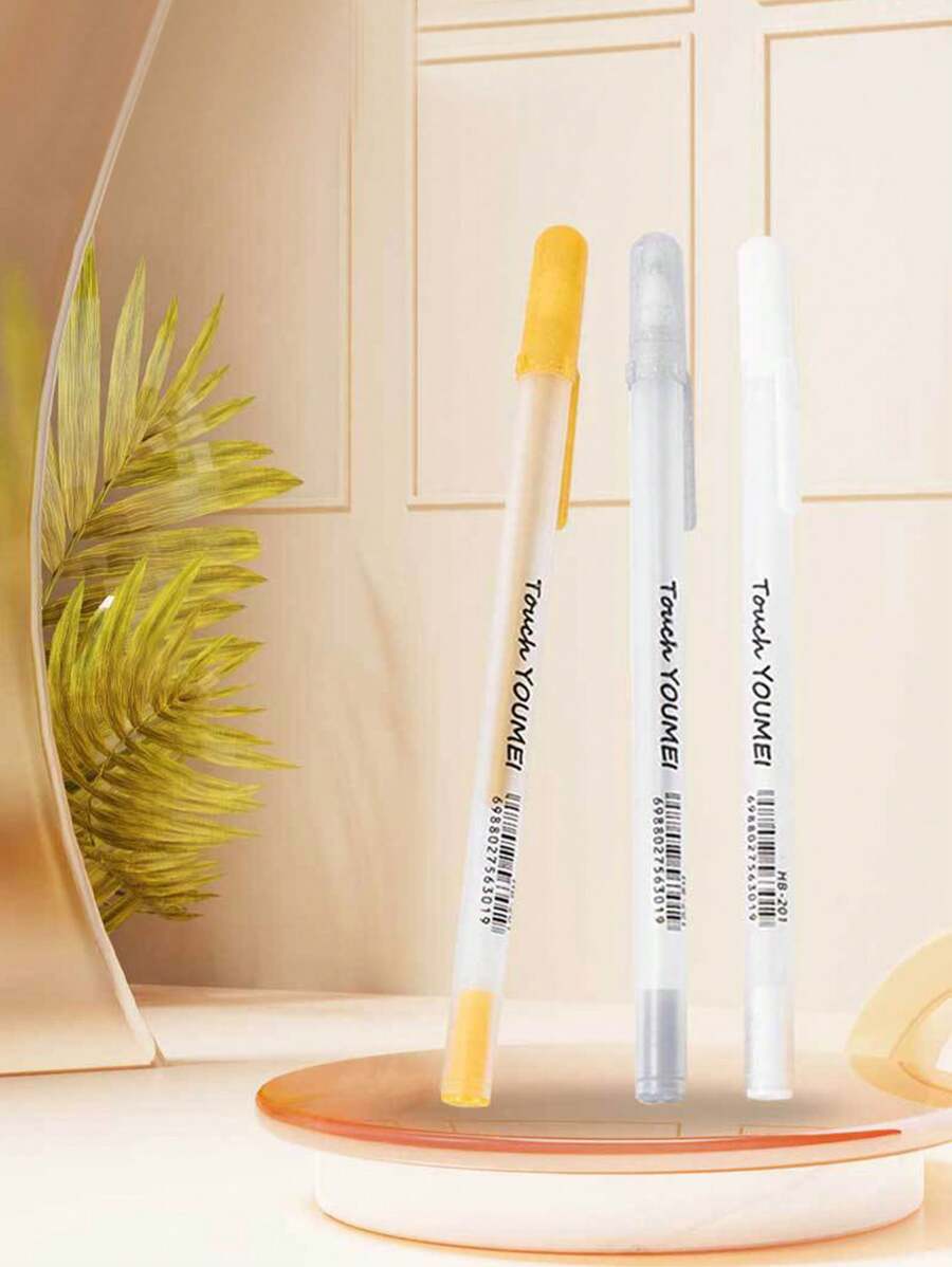 1 件裝金銀白三色筆美術學生手繪動漫設計白線筆高光繪圖線條筆 - 白色 - 查看 1