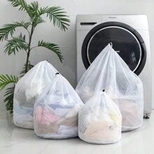 1 件中型網狀洗衣袋,附抽繩封口,可機洗和可重複使用的洗衣袋,適合宿舍、旅行、公寓、露營、露營車、工廠、重型洗衣旅行袋、門掛網狀收納袋、洗衣機洗衣袋、內衣用,衣服、毛巾、床單 - 白色 - 查看 5