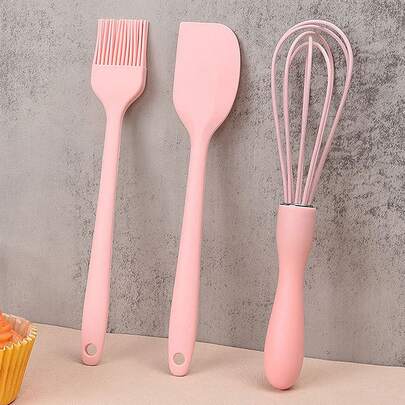 3 件/1 件套硅胶搅拌器/抹刀/涂油刷 - 材料烘焙工具迷你搅拌器油刷刮刀烹饪配件，白色厨房小工具，适合 的烘焙工具