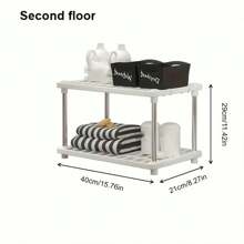 廚房收納架,臥室地面架子塑膠地面收納架子,浴室客廳收納架子 - 白色 - 查看 8